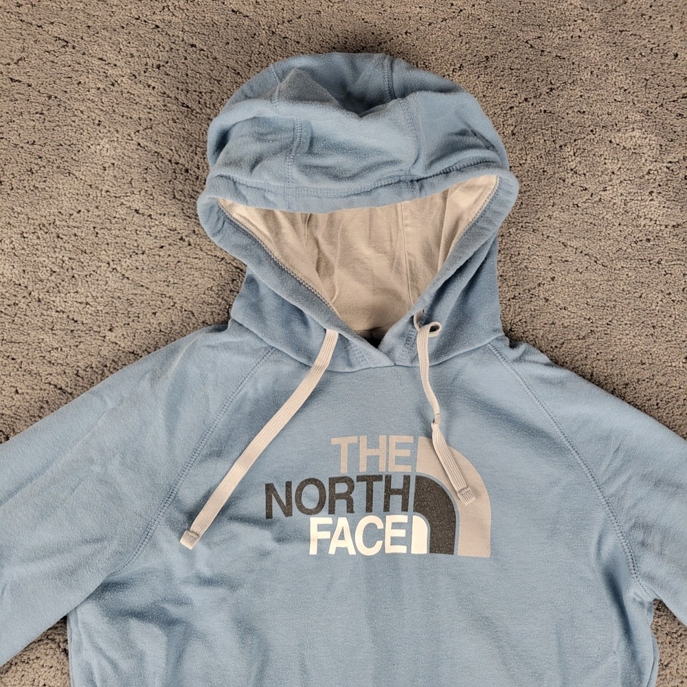 The North Face Hoodie Womens L Light Blue Long Sleeve Hooded Drawstring Pullover